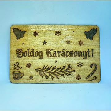 egyedi fa képeslap, boldog karácsonyt 
