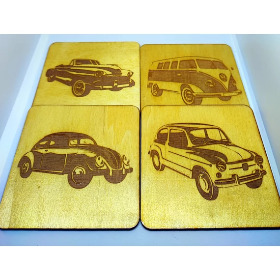 Oldtimer autós poháralátét szett