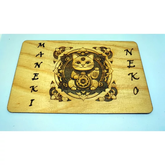 Maneki-neko mintás fa képeslap